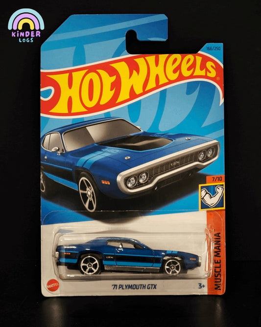 Hot Wheels 1971 Plymouth GTX (Blue Color) - Kinder Logs
