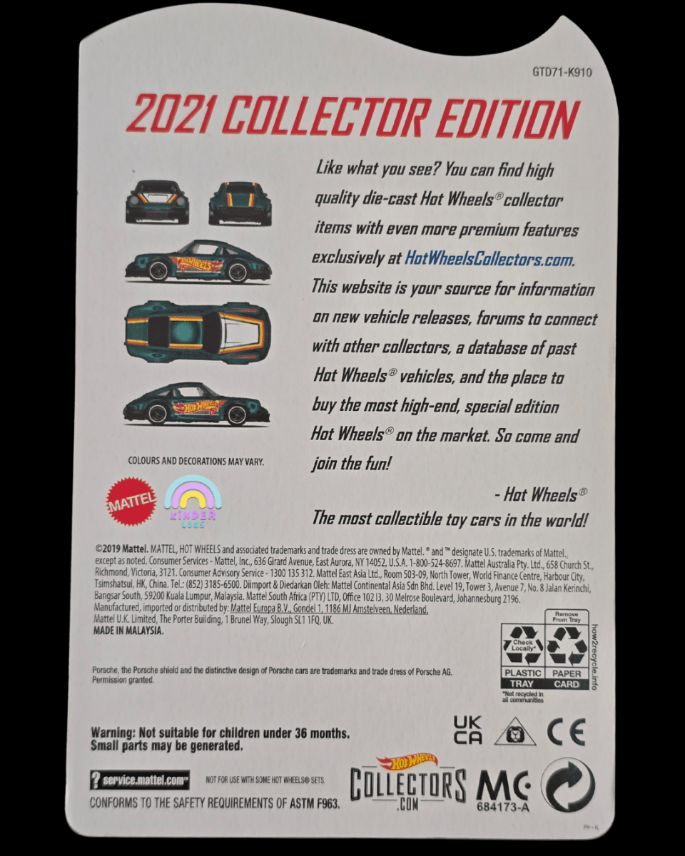 Hot Wheels 1971 Porsche 911 - 2021 Collector Edition - Kinder Logs