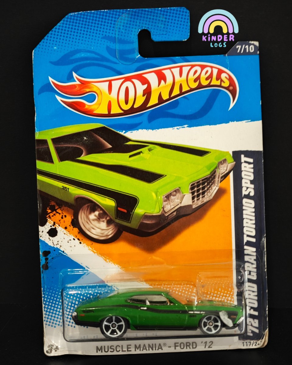 Hot Wheels 1972 Ford Gran Torino Sport (Green) - Kinder Logs