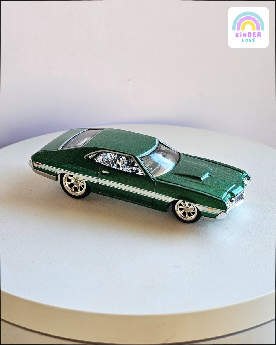 Hot Wheels 1972 Ford Gran Torino Sport - Green (Uncarded) - Kinder Logs