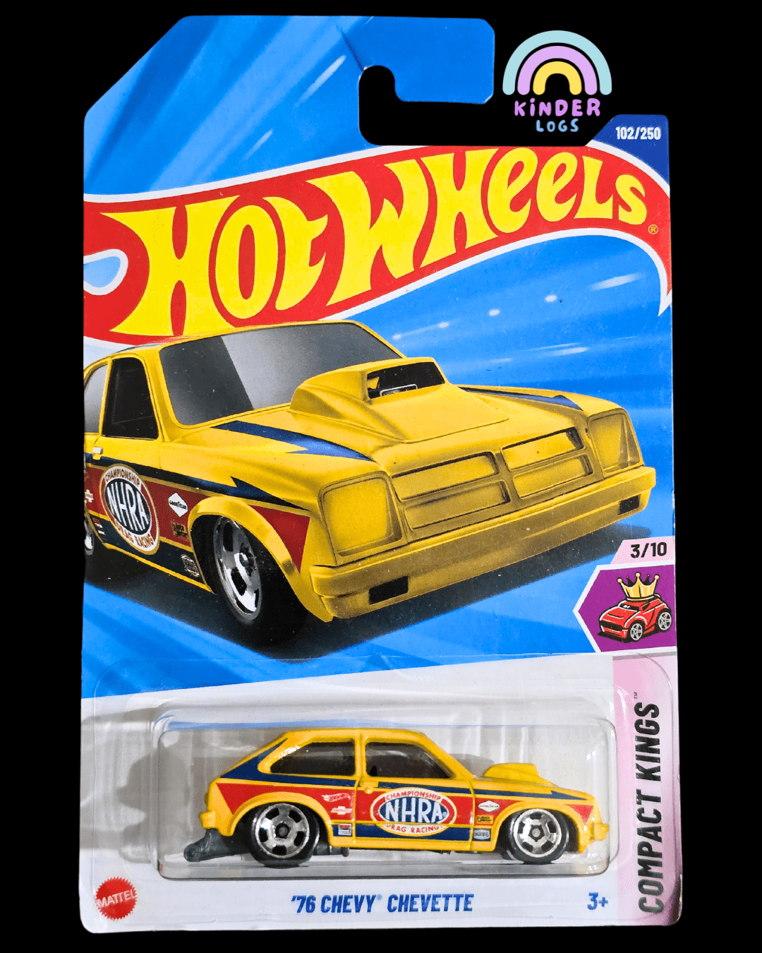 Hot Wheels 1976 Chevy Chevette - Yellow (Imported) - Kinder Logs