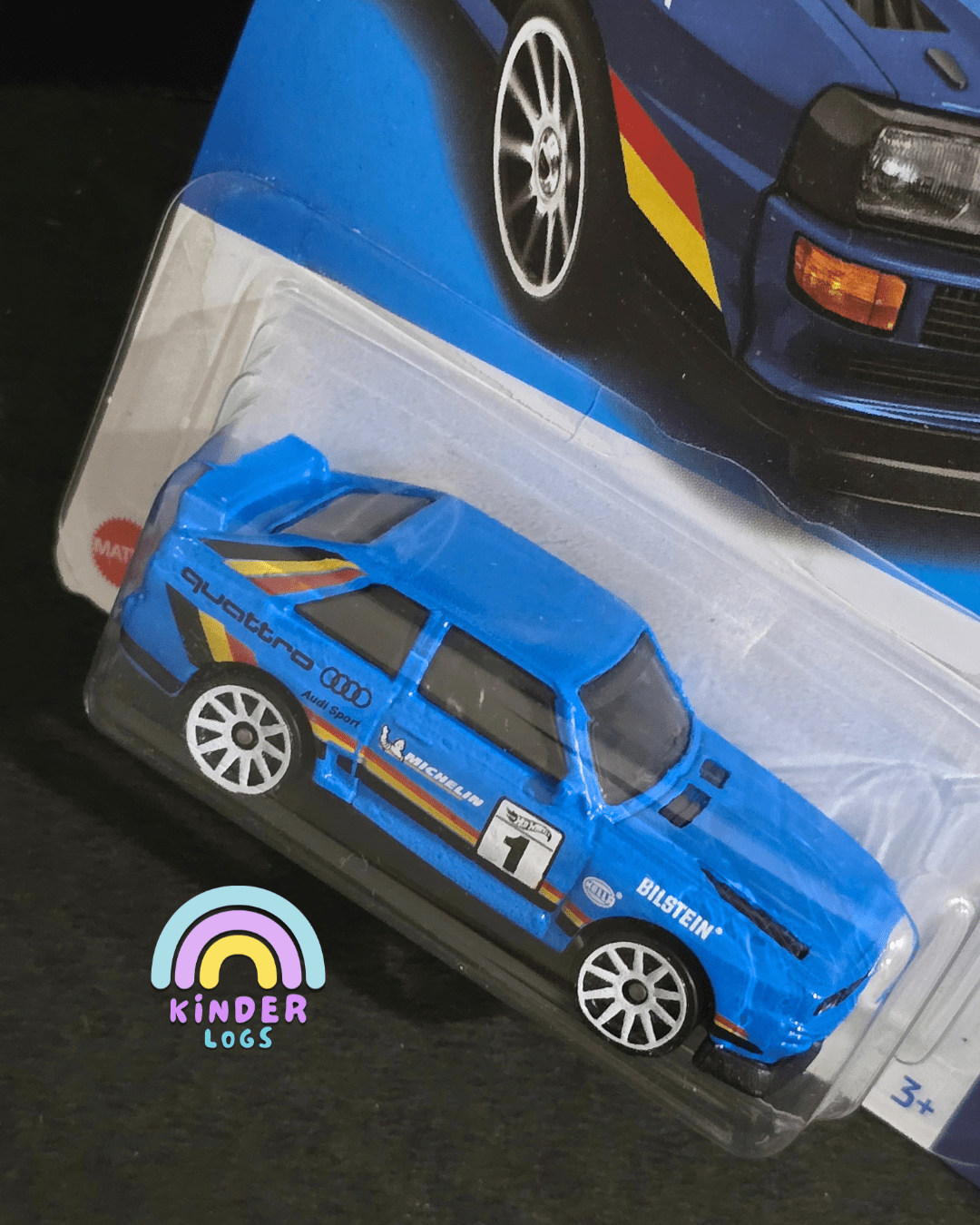 Hot Wheels 1984 Audi Sport Quattro - Blue (Imported) - Kinder Logs