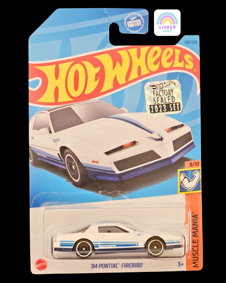 Hot Wheels 1984 Pontiac Firebird (White) - Factory Sealed - Kinder Logs