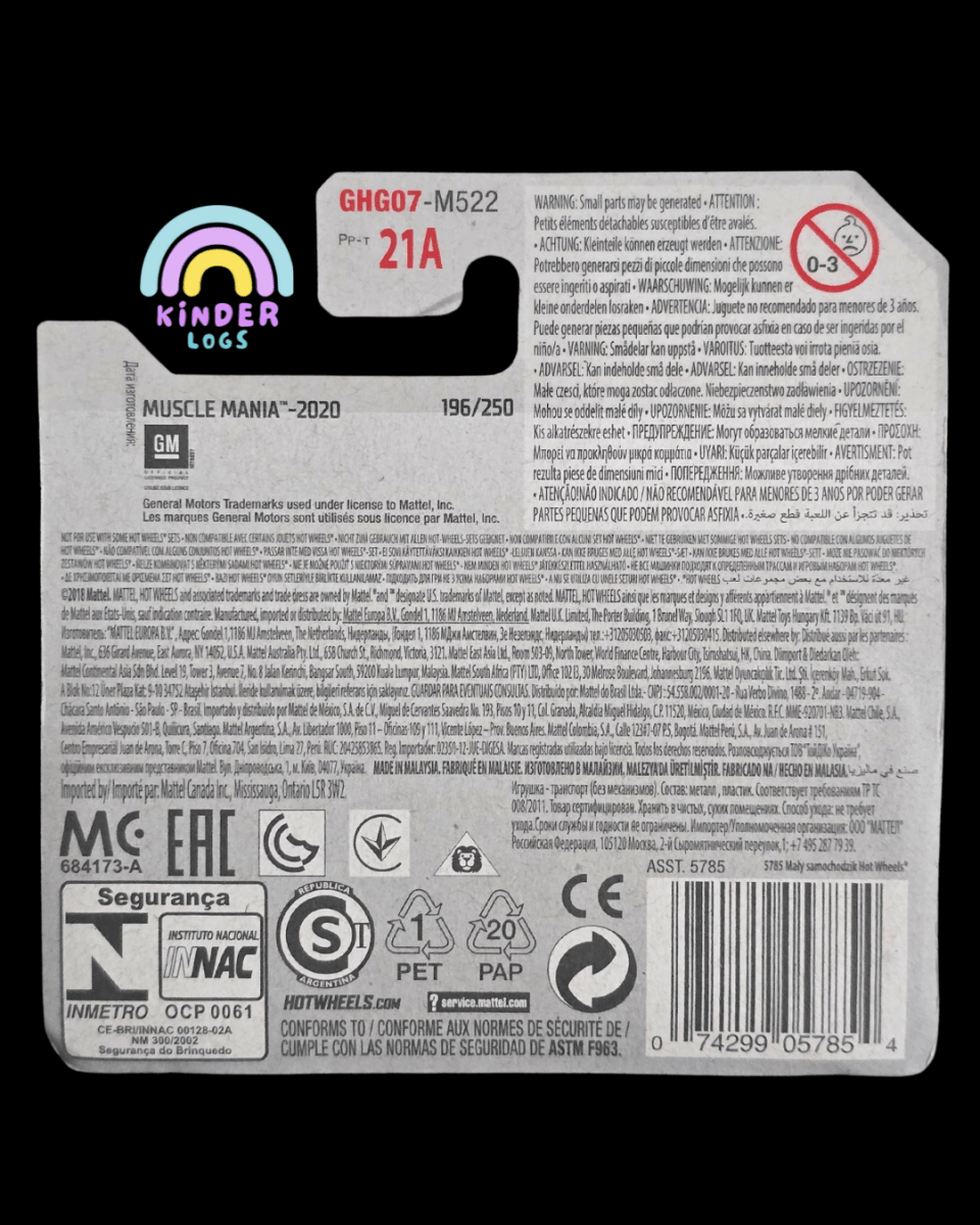 Hot Wheels 1986 Chevy Monte Carlo SS - Short Card (Imported) - Kinder Logs