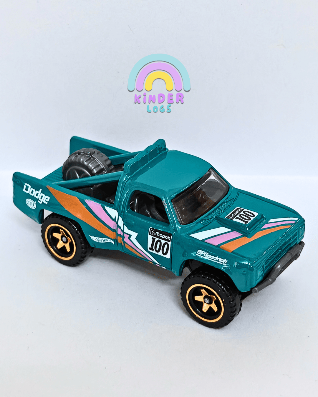 Hot Wheels 1987 Dodge D100 - Teal (Uncarded - New) - Kinder Logs