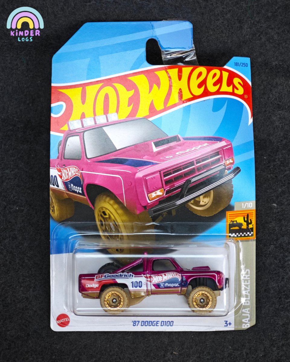 Hot Wheels 1987 Dodge D100 Truck - Kinder Logs