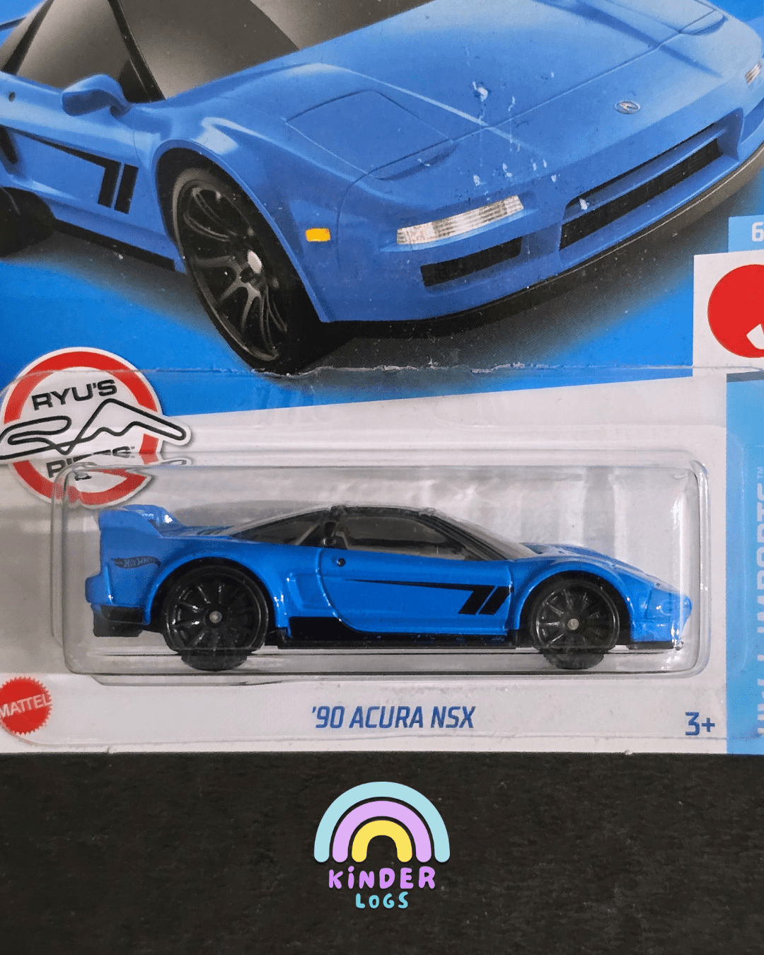 Hot Wheels 1990 Acura NSX - Blue (Imported) - Kinder Logs
