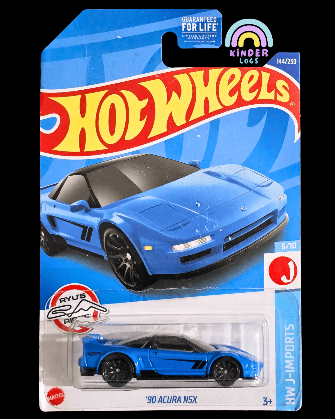 Hot Wheels 1990 Acura NSX - Blue (Imported) - Kinder Logs