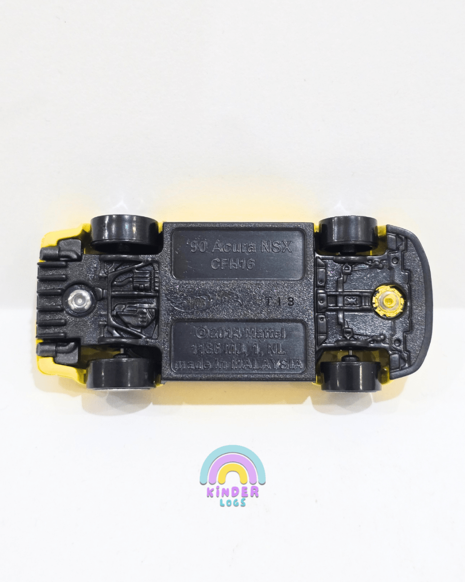 Hot Wheels 1990 Acura NSX - Yellow (Uncarded) - Kinder Logs
