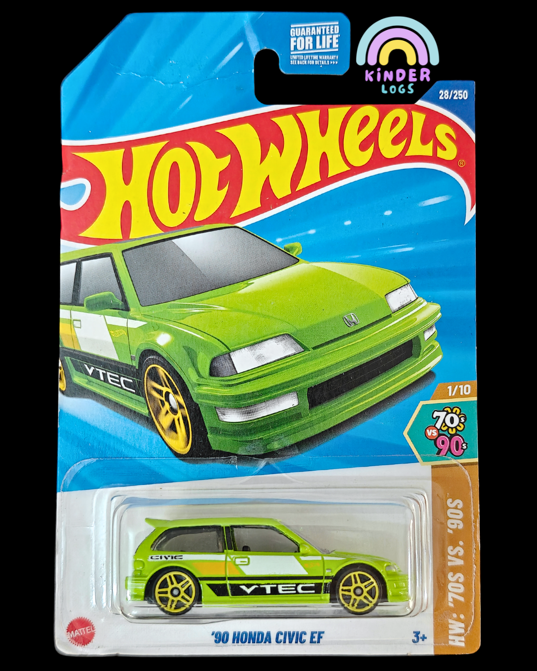 Hot Wheels 1990 Honda Civic EF - Green (Imported) - Kinder Logs