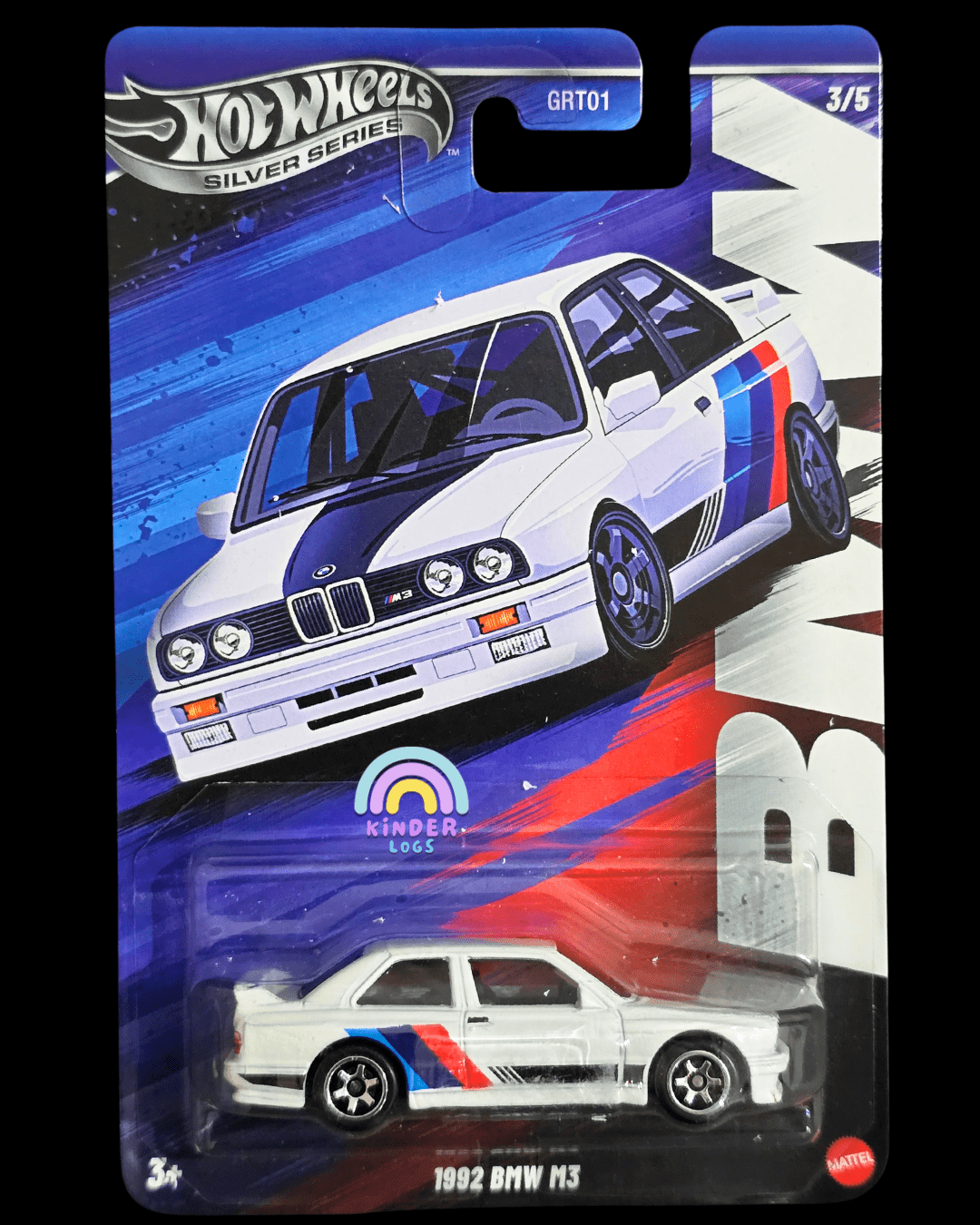Hot Wheels 1992 BMW M3 - Silver Series (Imported) - Kinder Logs