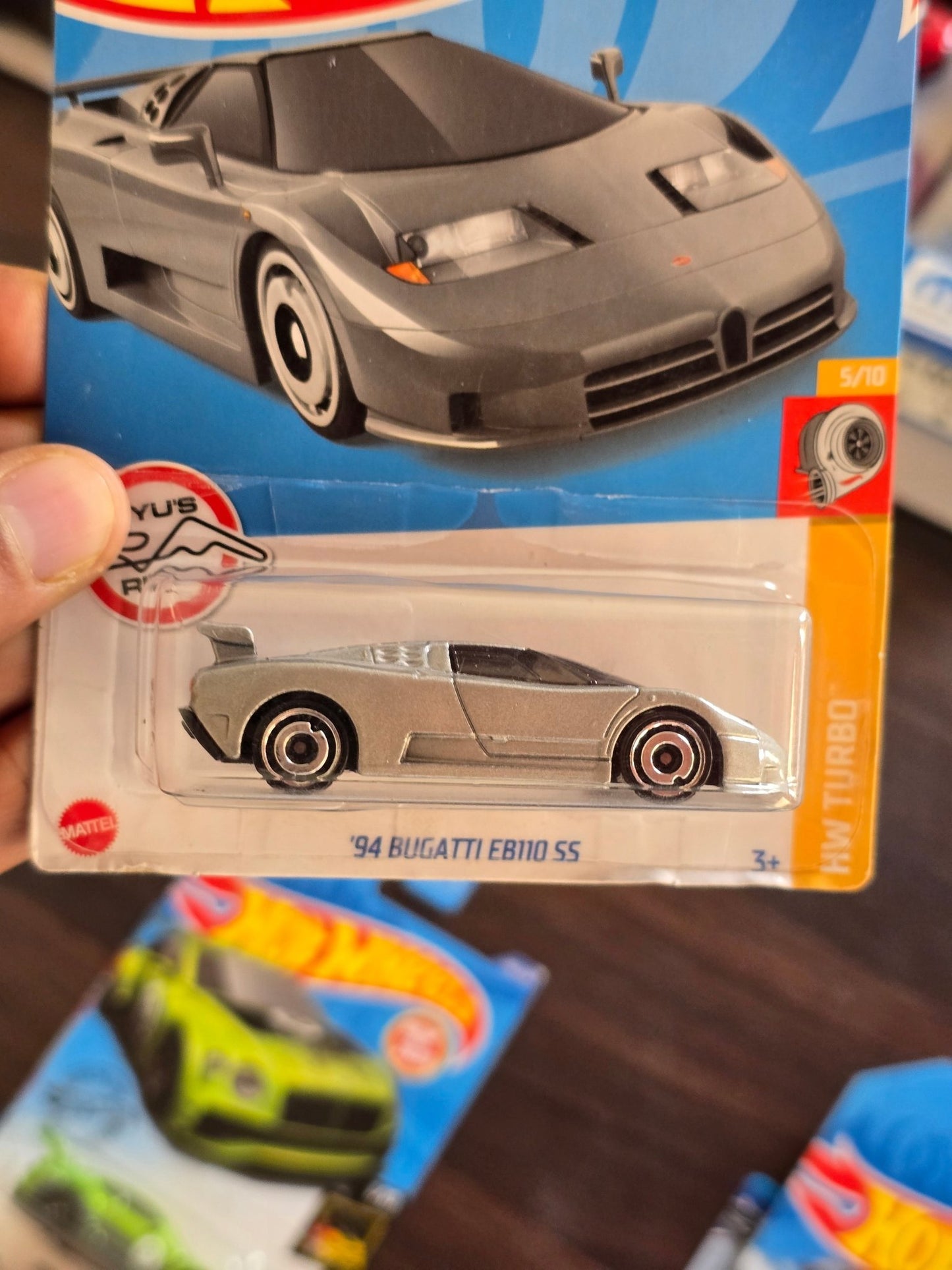 Hot Wheels 1994 Bugatti EB110 SS (Light Grey) - Kinder Logs