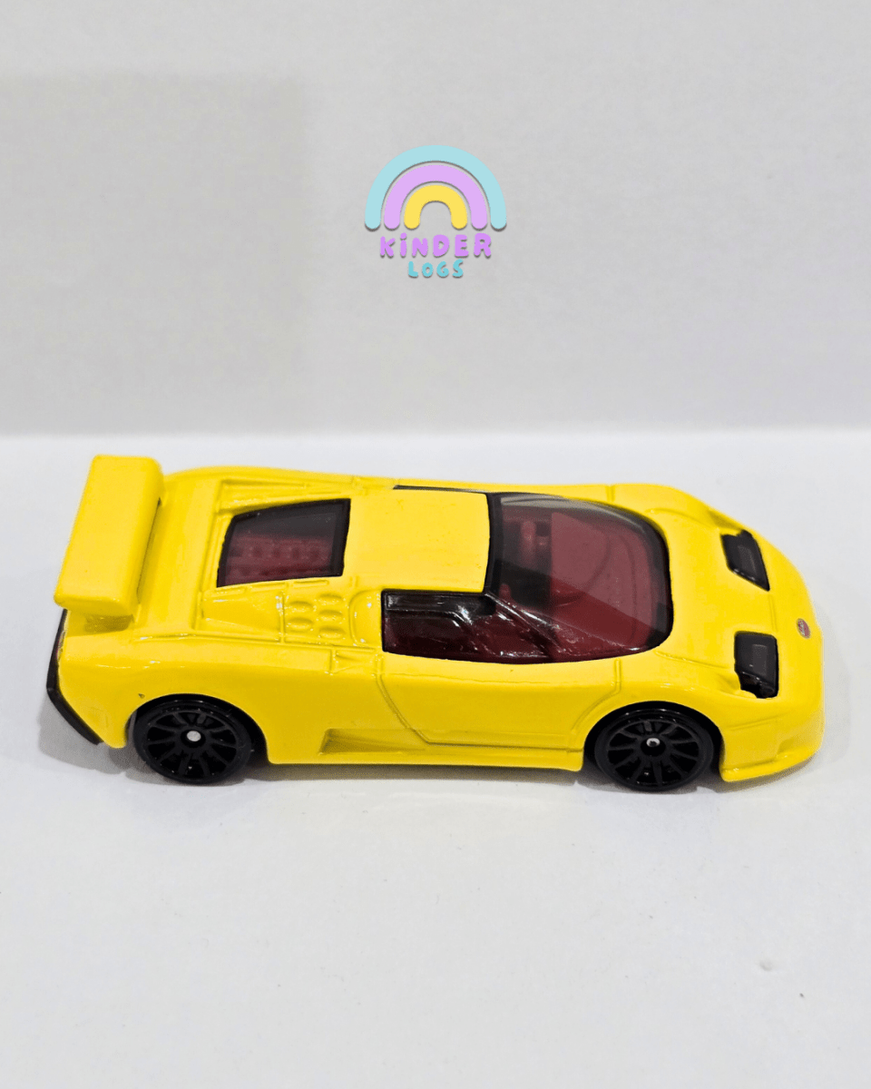Hot Wheels 1994 Bugatti EB110 SS - Yellow (Uncarded) - Kinder Logs