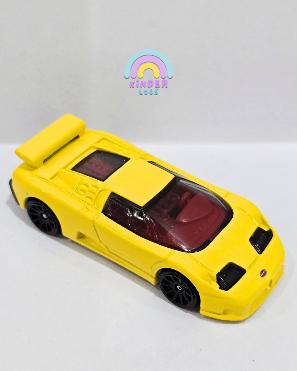 Hot Wheels 1994 Bugatti EB110 SS - Yellow (Uncarded) - Kinder Logs