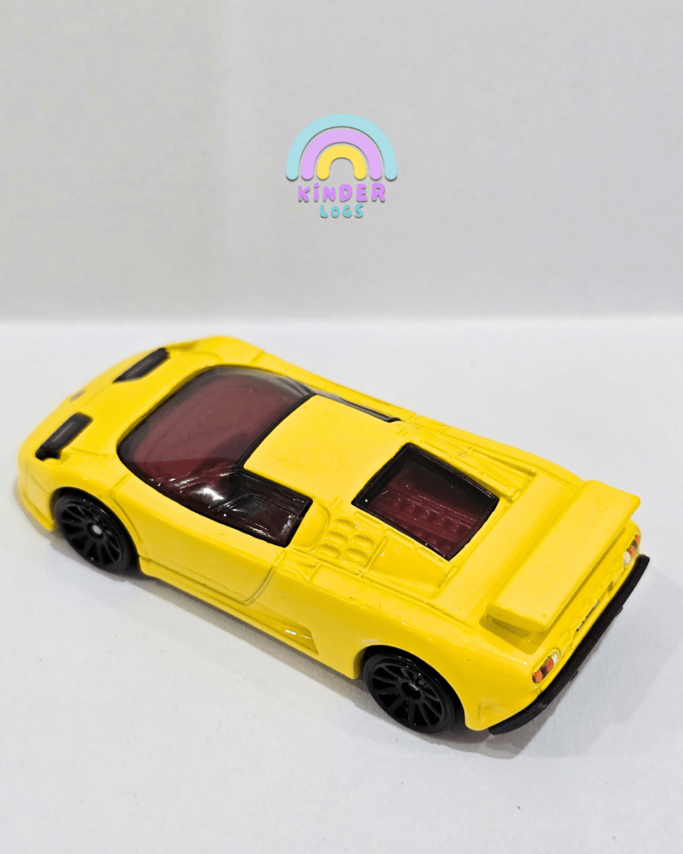 Hot Wheels 1994 Bugatti EB110 SS - Yellow (Uncarded) - Kinder Logs