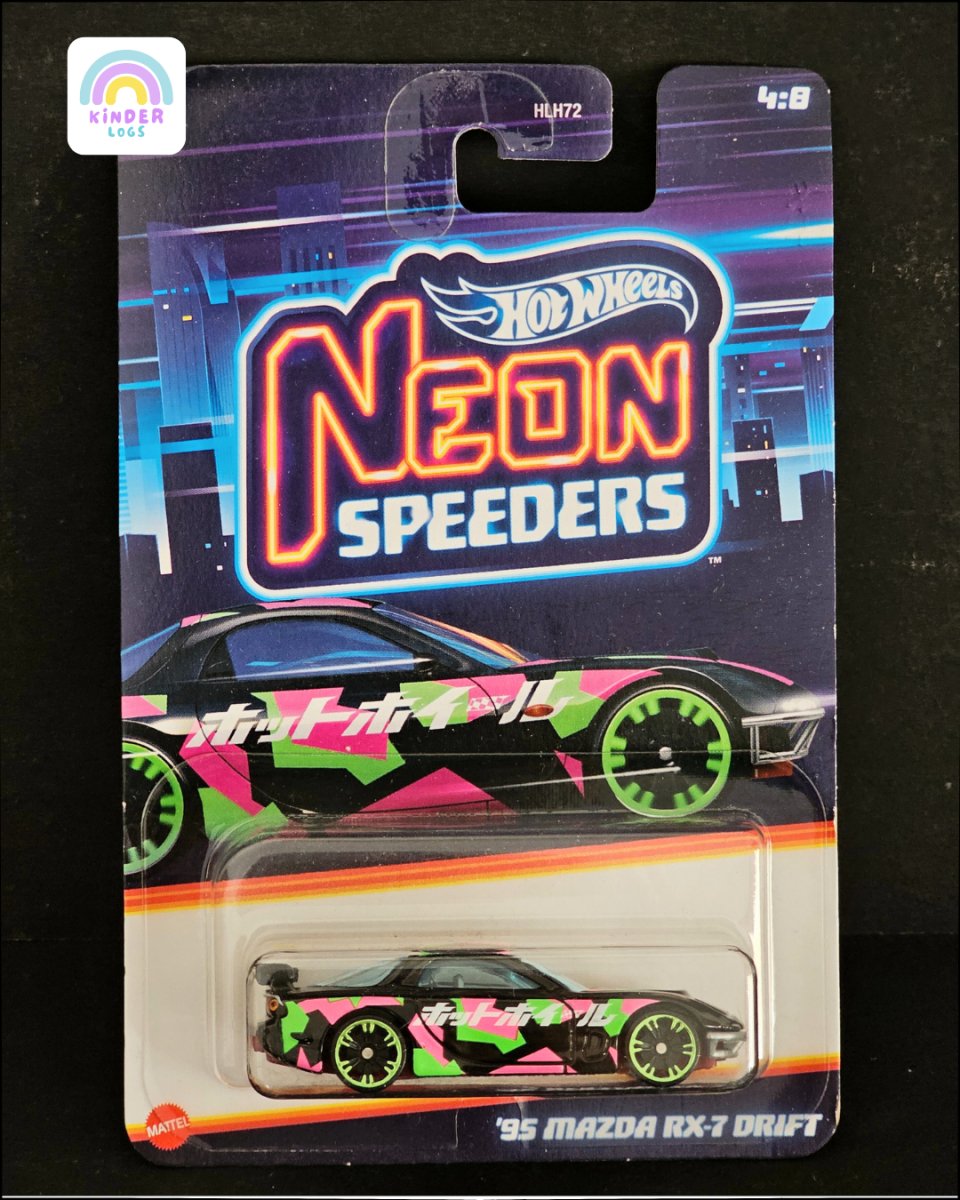 Hot Wheels 1995 Mazda RX - 7 Drift - Neon Speeders - Kinder Logs