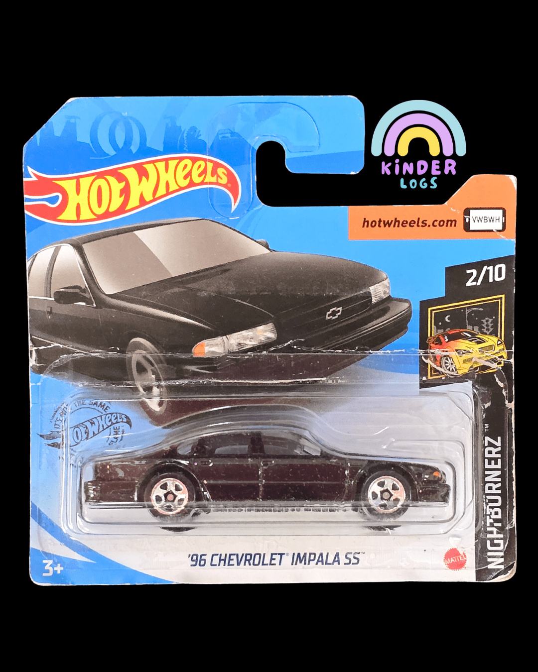 Hot Wheels 1996 Chevrolet Impala SS - Black (2018 Creased Short Card) - Kinder Logs