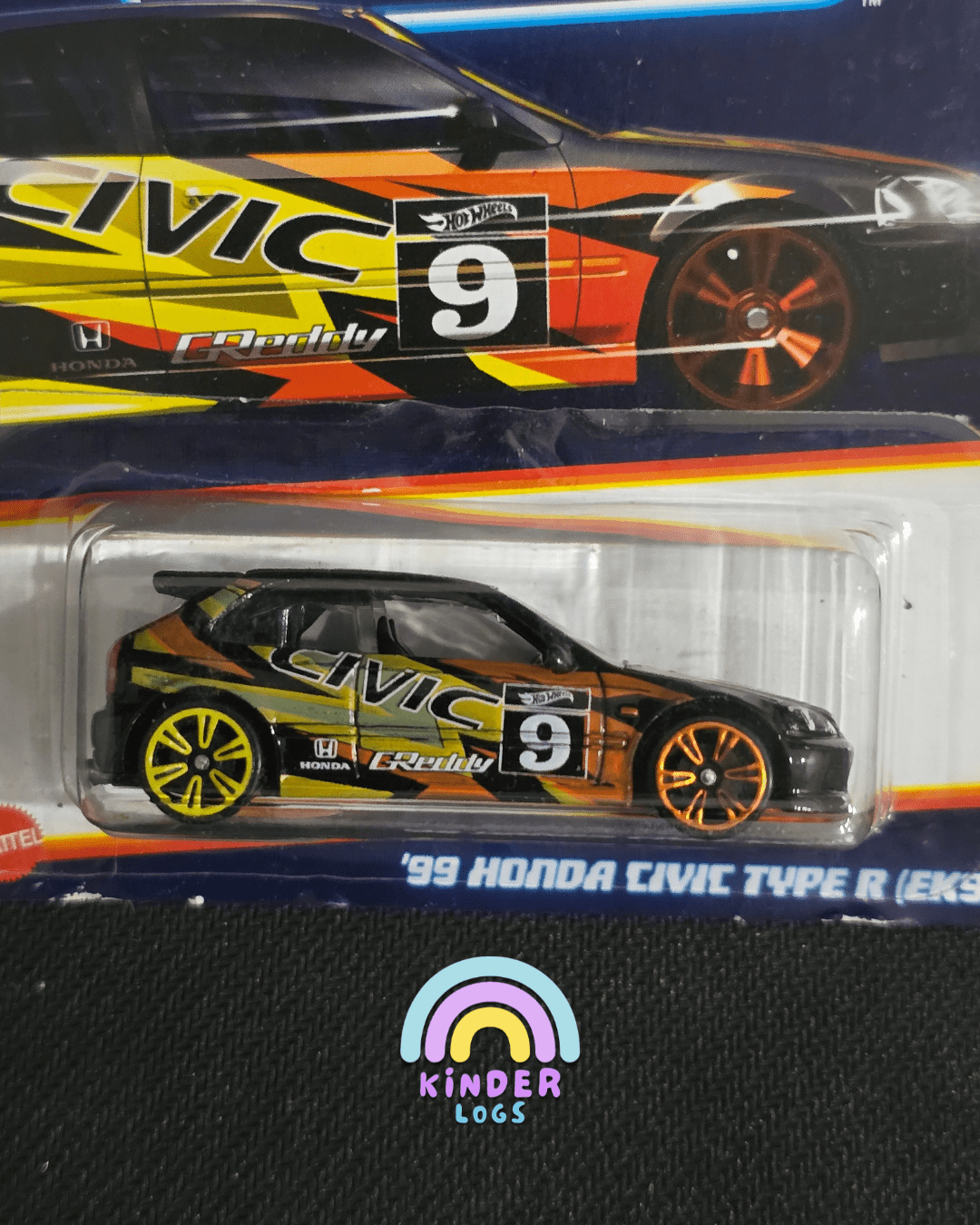 Hot Wheels 1999 Honda Civic Type R (EK9) - Neon Speeders (Imported) - Kinder Logs