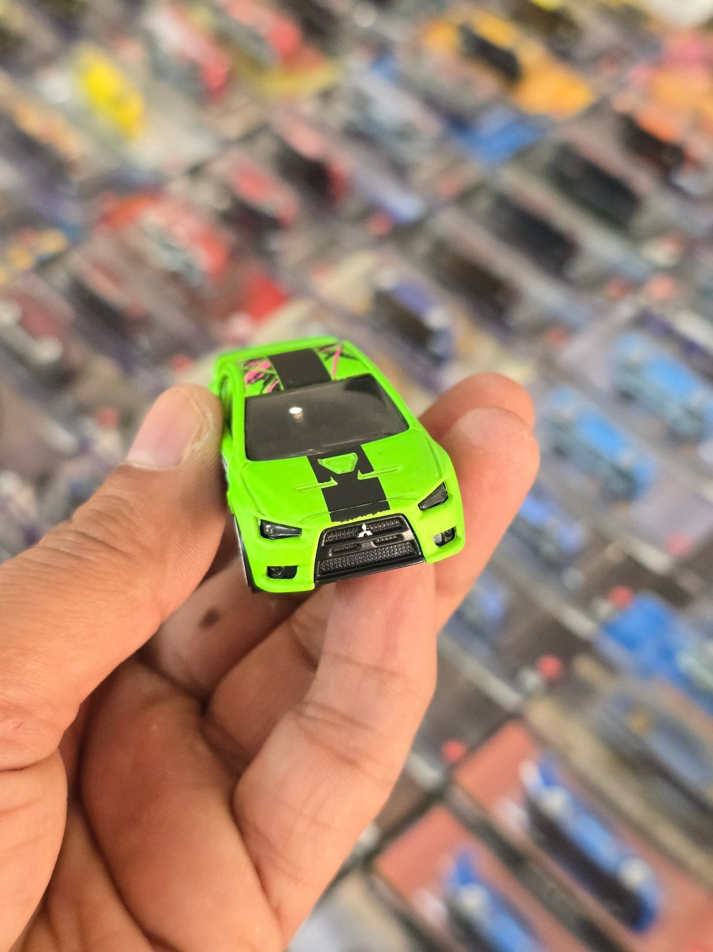 Hot Wheels 2008 Mitsubishi Lancer Evolution Neon Speeders - Green (Uncarded) - Kinder Logs