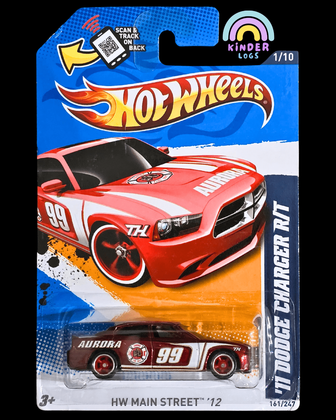 Hot Wheels 2011 Dodge Charger R/T Super Treasure Hunt (STH) - Imported - Kinder Logs