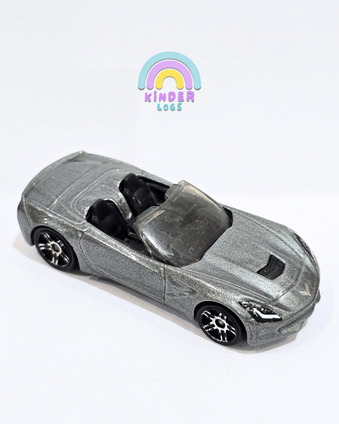Hot Wheels 2014 Chevrolet Corvette Stingray - Grey (Used Car) - Kinder Logs