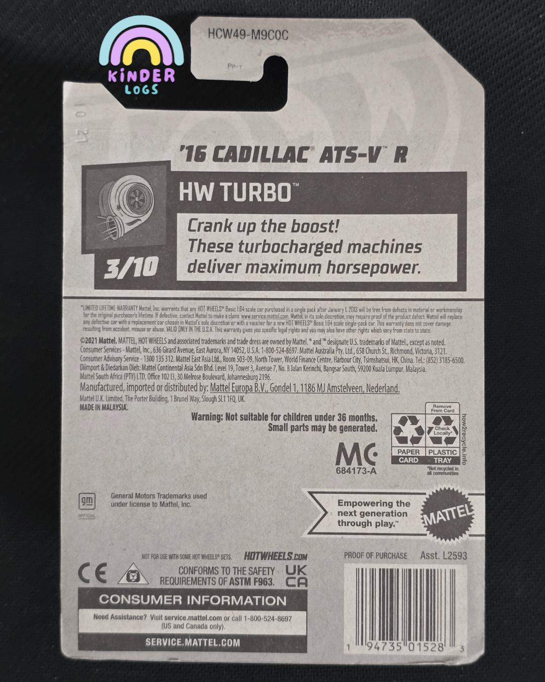 Hot Wheels 2016 Cadillac ATS - V R (Imported) - Kinder Logs