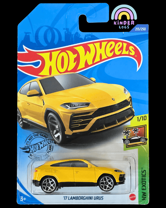 Hot Wheels 2017 Lamborghini Urus - Yellow (2018 Imported Card) - Kinder Logs