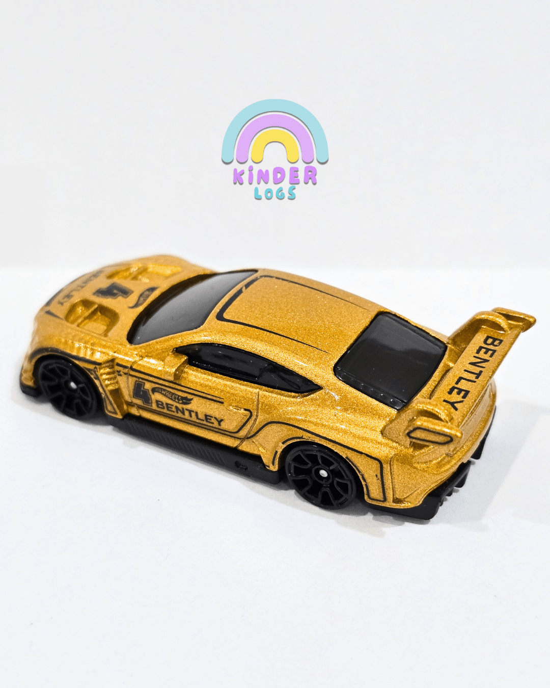 Hot Wheels 2018 Bentley Continental GT3 - Gold (Uncarded - New) - Kinder Logs