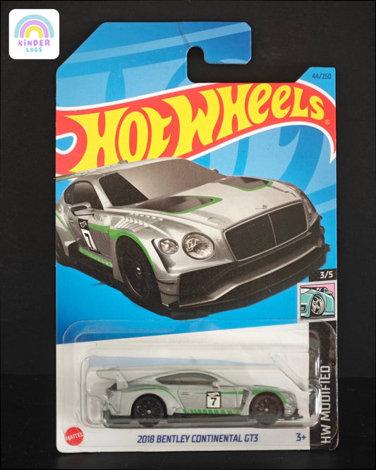 Hot Wheels 2018 Bentley Continental GT3 (Silver) - Kinder Logs