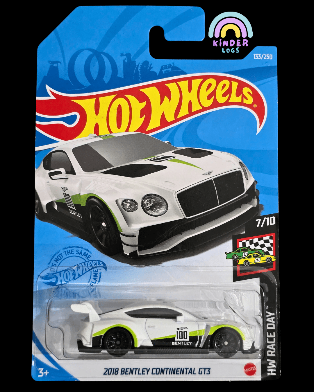 Hot Wheels 2018 Bentley Continental GT3 - White (Imported) - Kinder Logs