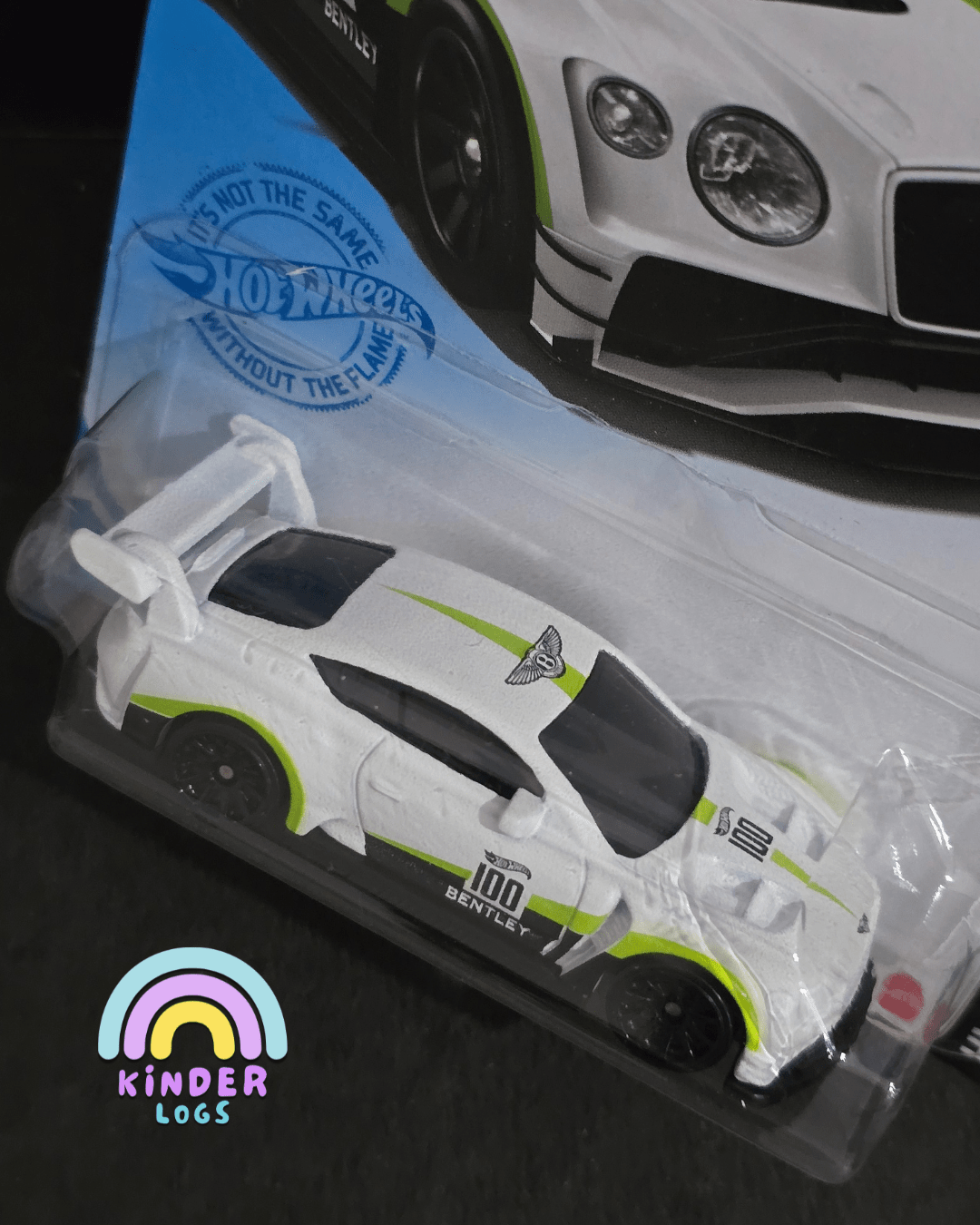 Hot Wheels 2018 Bentley Continental GT3 - White (Imported) - Kinder Logs
