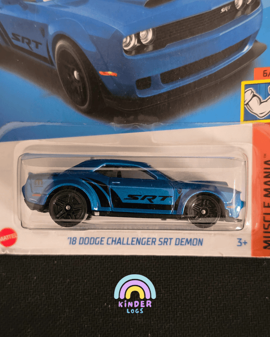 Hot Wheels 2018 Dodge Challenger SRT Demon - Blue (Imported) - Kinder Logs