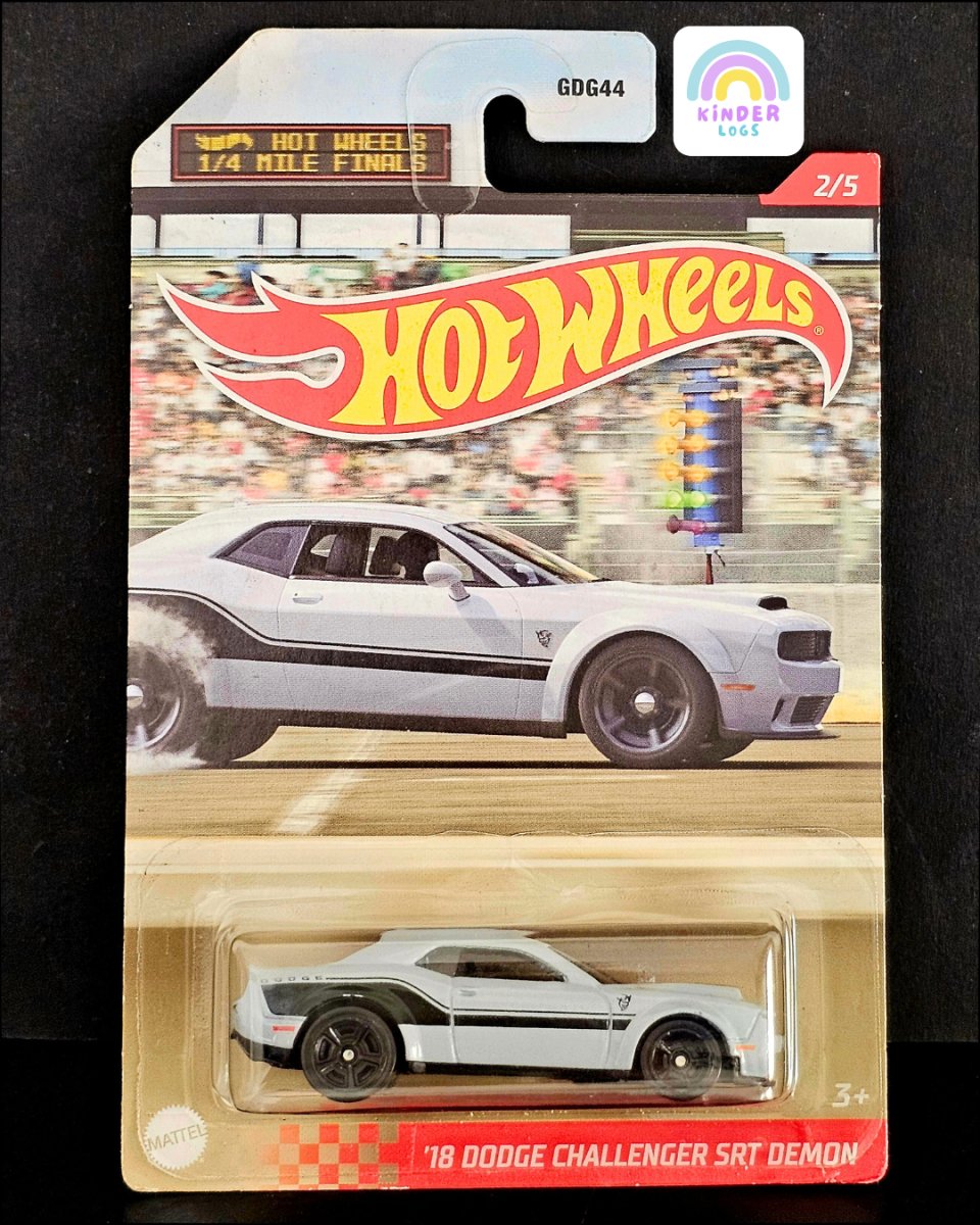 Hot Wheels 2018 Dodge Challenger SRT Demon (Grey) - Kinder Logs