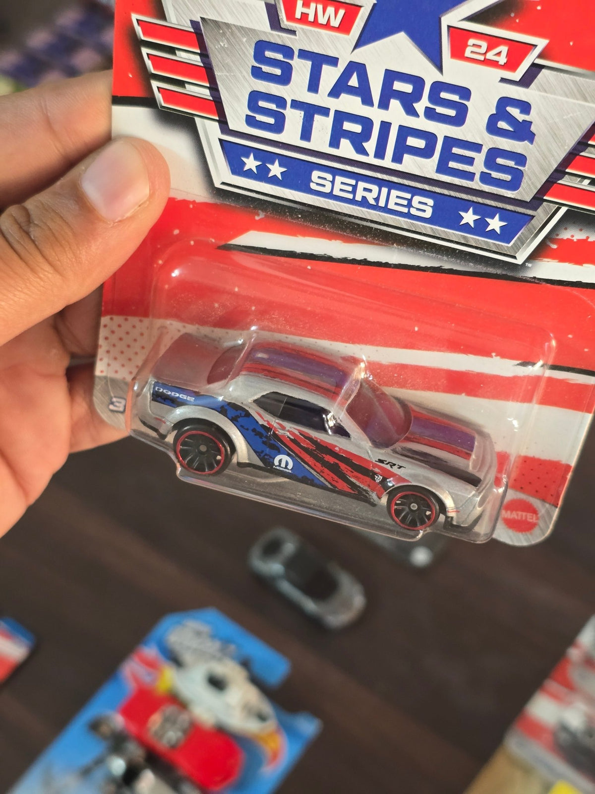 Hot Wheels 2018 Dodge Challenger SRT Demon - Stars And Stripes Series (Imported) - Kinder Logs