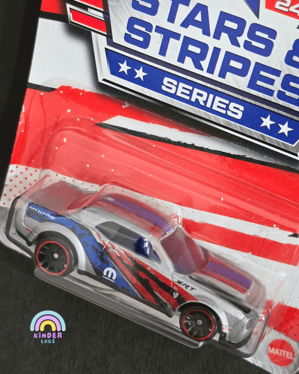 Hot Wheels 2018 Dodge Challenger SRT Demon - Stars And Stripes Series (Imported) - Kinder Logs