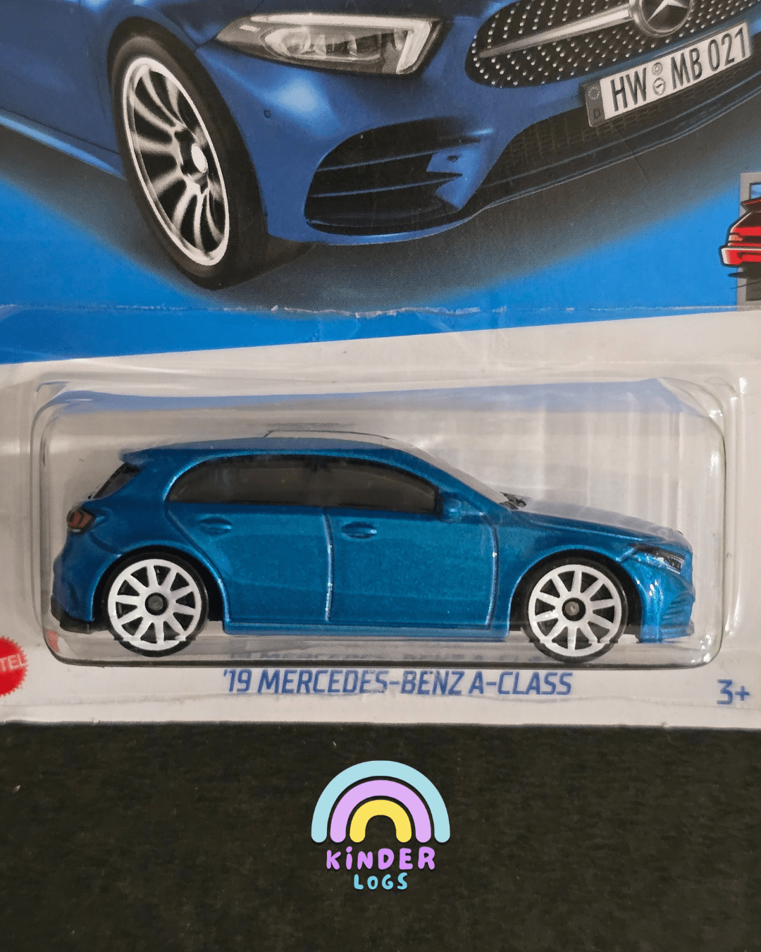 Hot Wheels 2019 Mercedes - Benz A - Class - Blue (Imported) - Kinder Logs