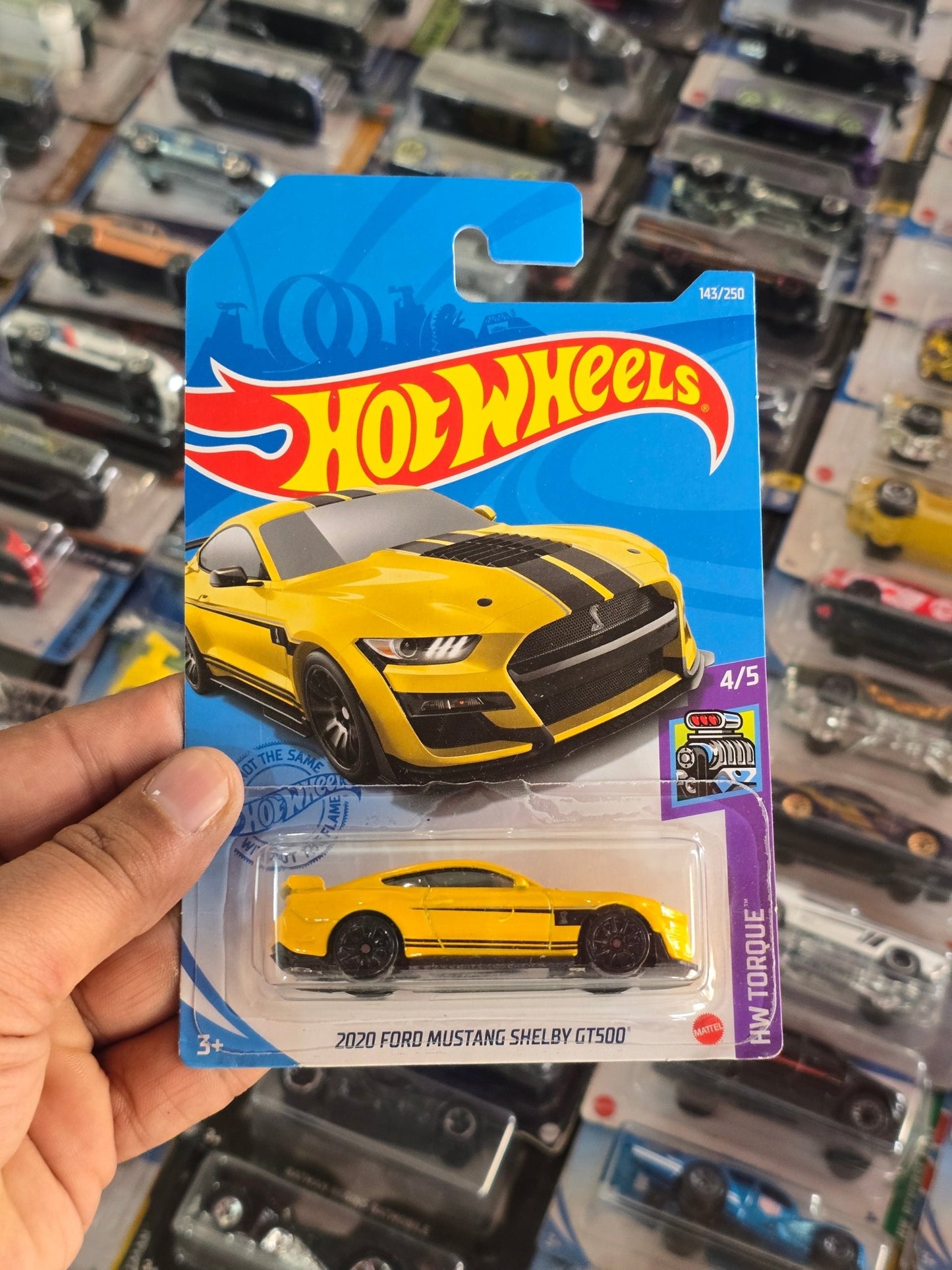 Hot Wheels 2020 Ford Mustang Shelby GT500 - Yellow (Imported) - Kinder Logs
