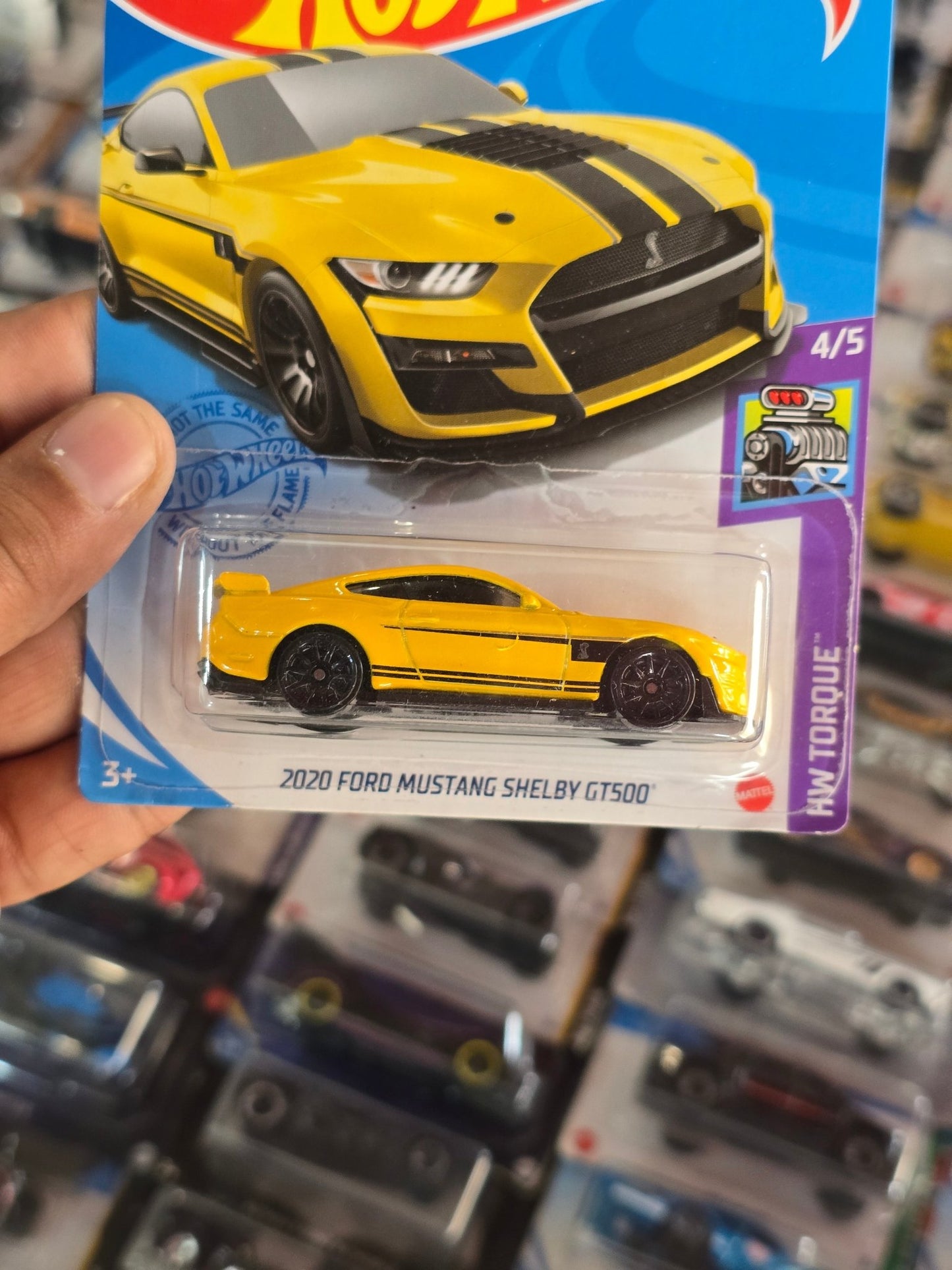 Hot Wheels 2020 Ford Mustang Shelby GT500 - Yellow (Imported) - Kinder Logs