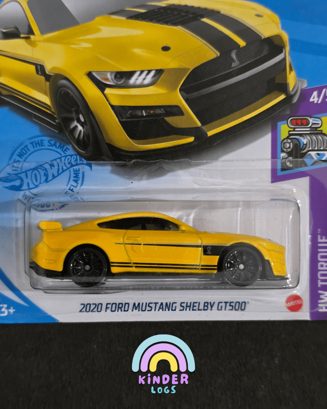 Hot Wheels 2020 Ford Mustang Shelby GT500 - Yellow (Imported) - Kinder Logs
