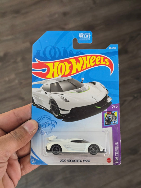 Hot Wheels 2020 Koenigsegg Jesko (White Color) - Kinder Logs