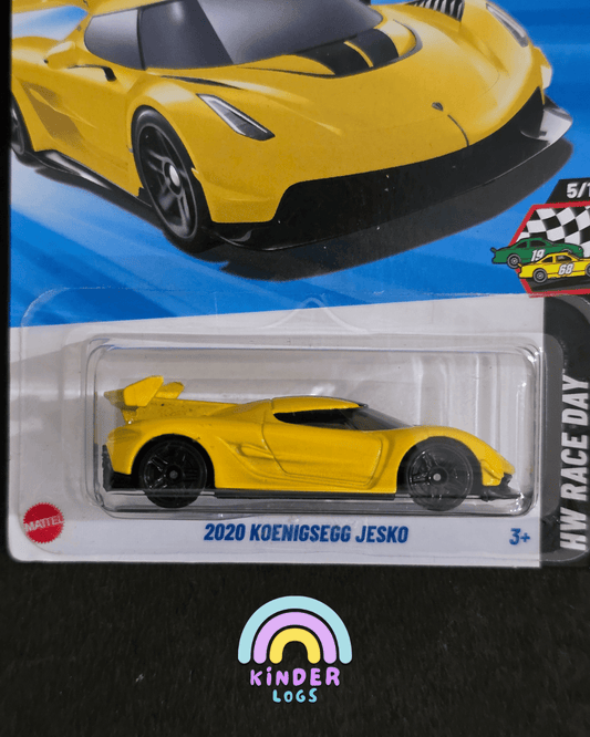 Hot Wheels 2020 Koenigsegg Jesko - Yellow (Imported) - Kinder Logs