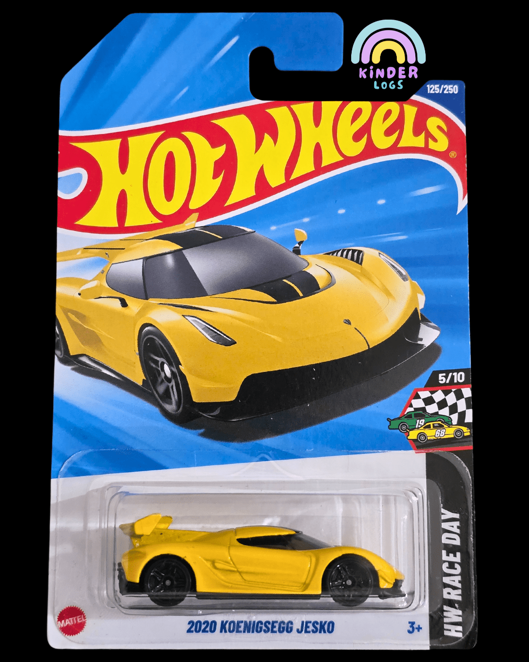 Hot Wheels 2020 Koenigsegg Jesko - Yellow (Imported) - Kinder Logs