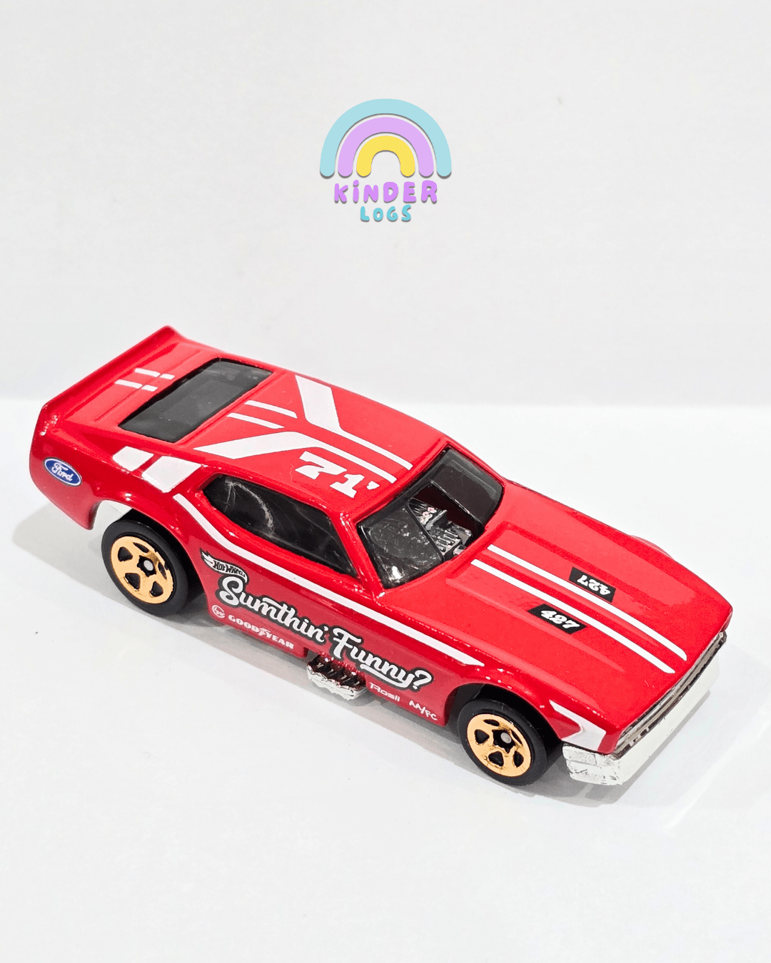 Hot Wheels 71 Mustang Funny Car - Red (Uncarded) - Kinder Logs