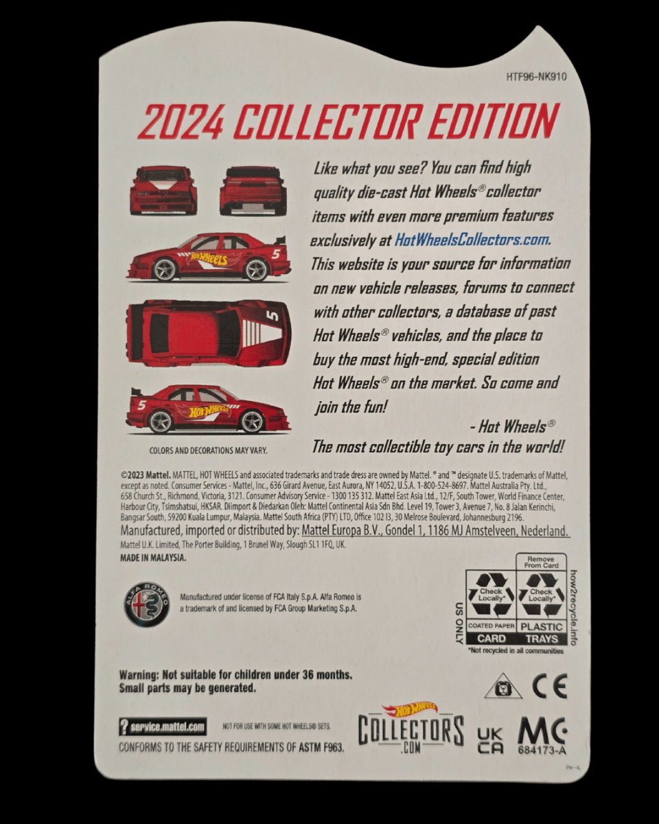Hot Wheels Alfa Romeo 155 V6 Ti - 2024 Collector Edition - Kinder Logs