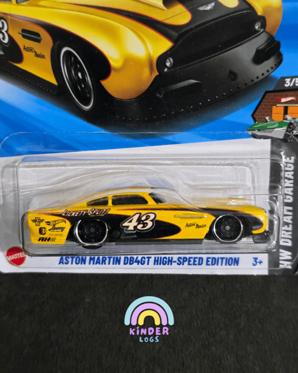 Hot Wheels Aston Martin DB4GT High - Speed Edition - Yellow (Imported) - Kinder Logs