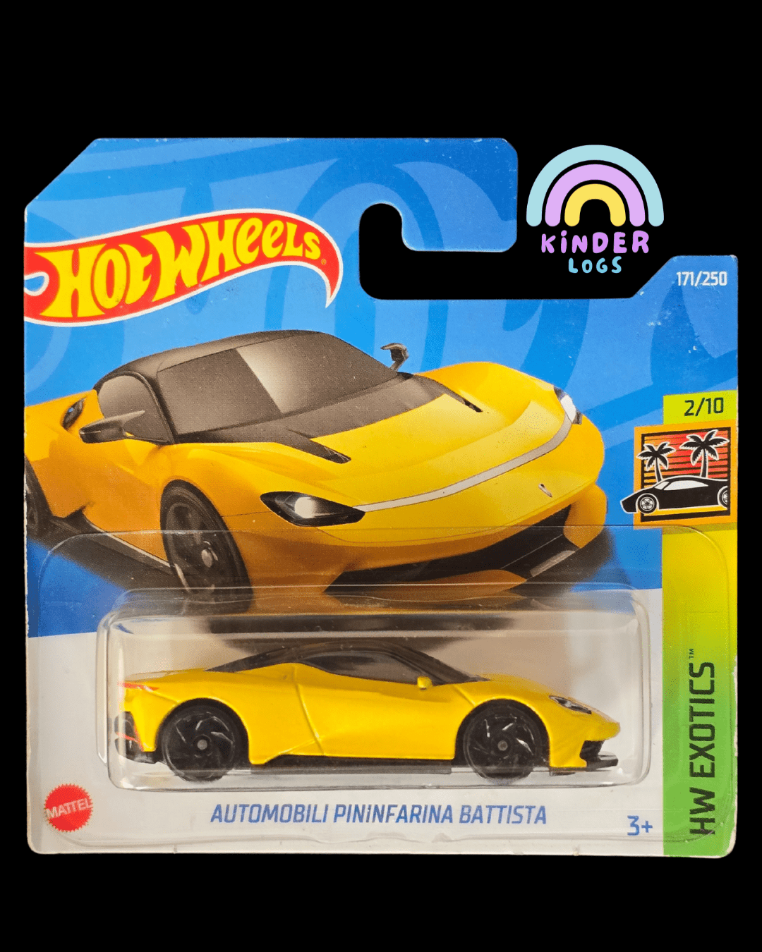 Hot Wheels Automobili Pininfarina Battista - Yellow (Imported Short Card) - Kinder Logs