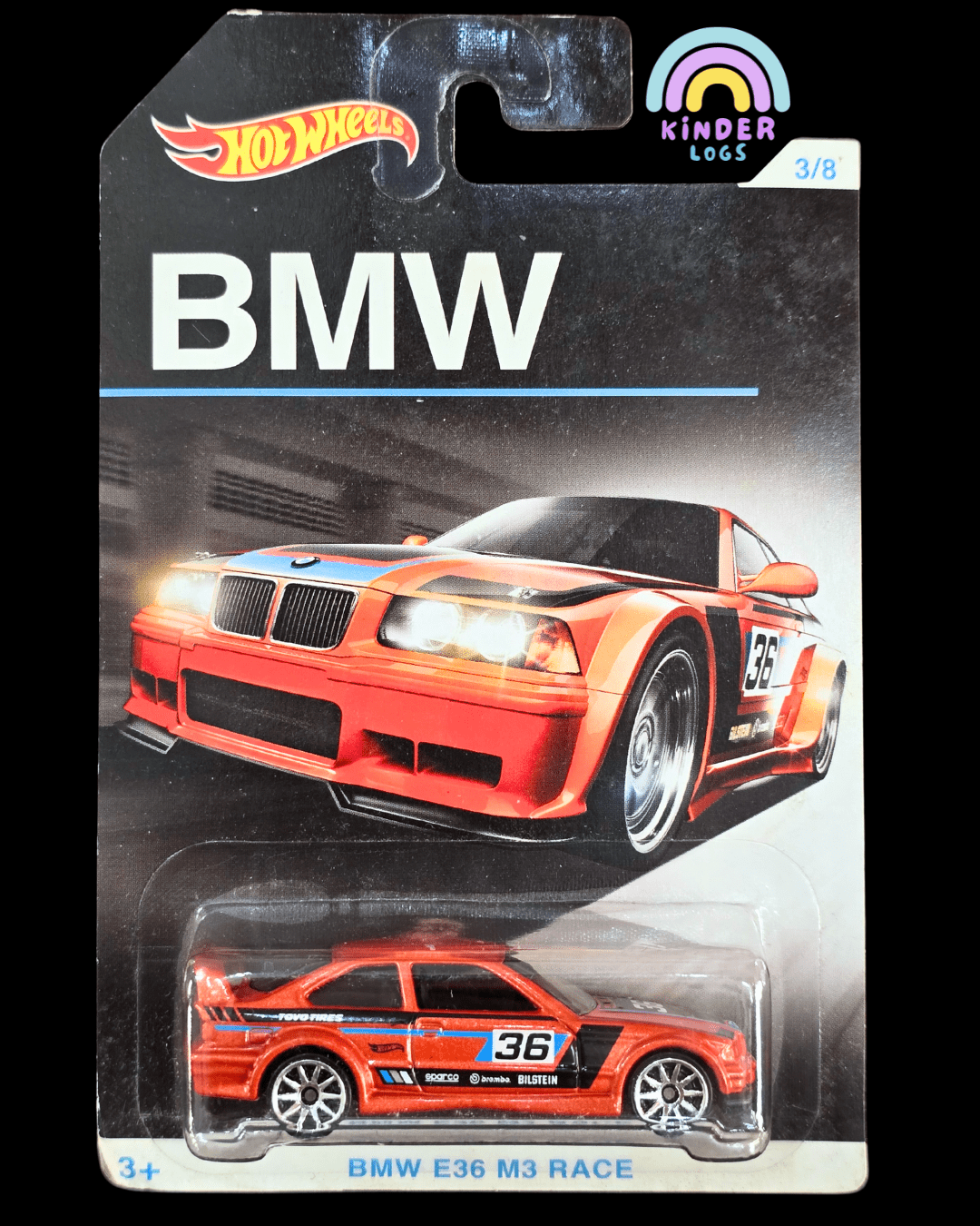 Hot Wheels BMW E36 M3 Race (2015 Imported Card) - Kinder Logs