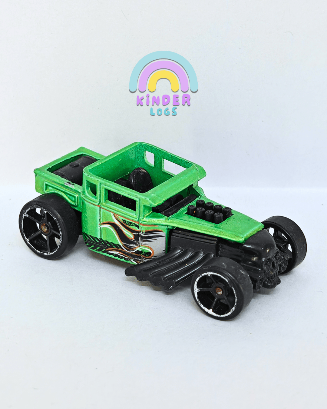 Hot Wheels Bone Shaker - Green (Pre - Owned Car) - Kinder Logs