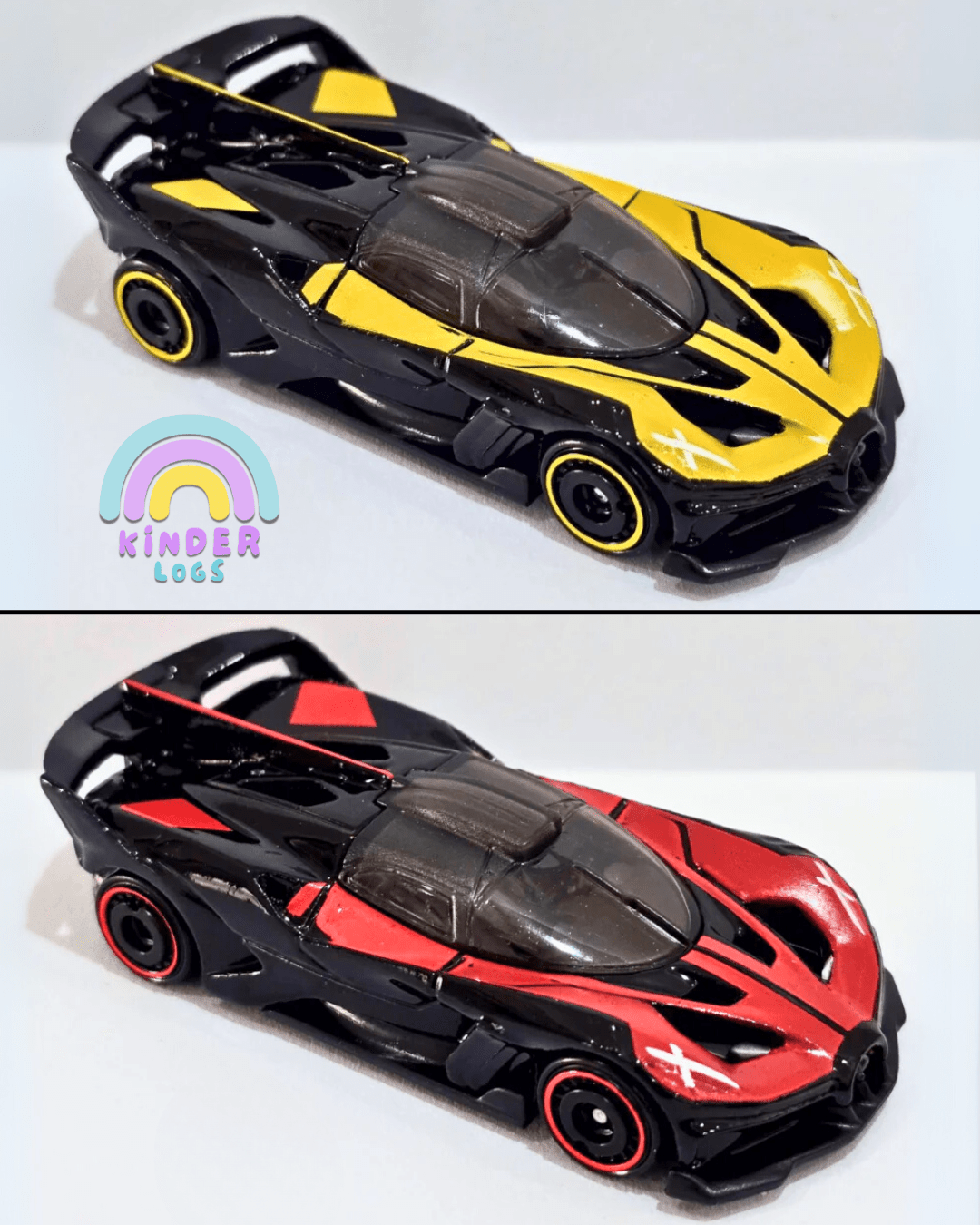 Hot Wheels Bugatti Bolide Combo - Yellow & Red (Uncarded) - Kinder Logs