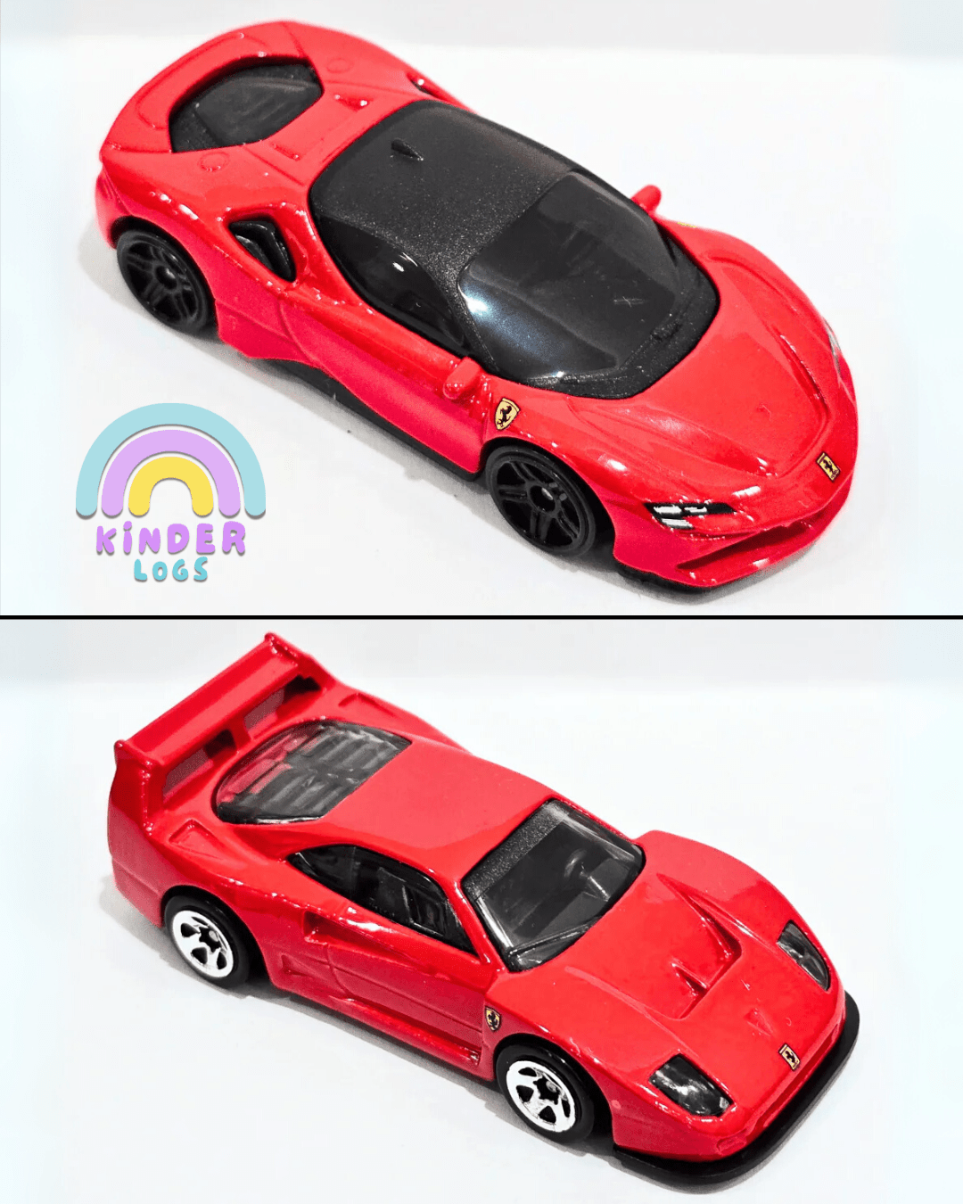 Hot Wheels Combo Offer - Ferrari SF90 & Ferrari F40 (Uncarded) - Kinder Logs